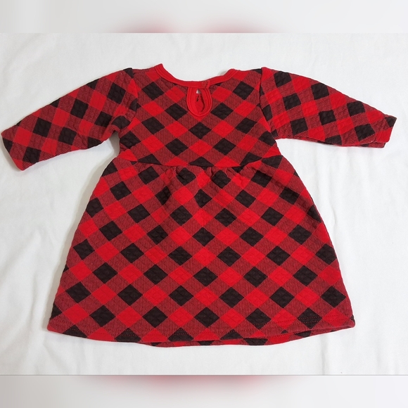 Hudson Baby Girl Black & Red Buffalo Plaid Quilted Cotton Dress, 6-9 Months - Picture 2 of 3